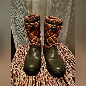 Coach | Samara Brown Leather Quilted Nylon Mid-Calf Winter Boots | Size 7.5